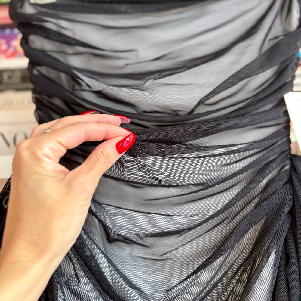 Norma Kamali Ruffled Sheer Mesh Mini Dress - Picture 8 of 14